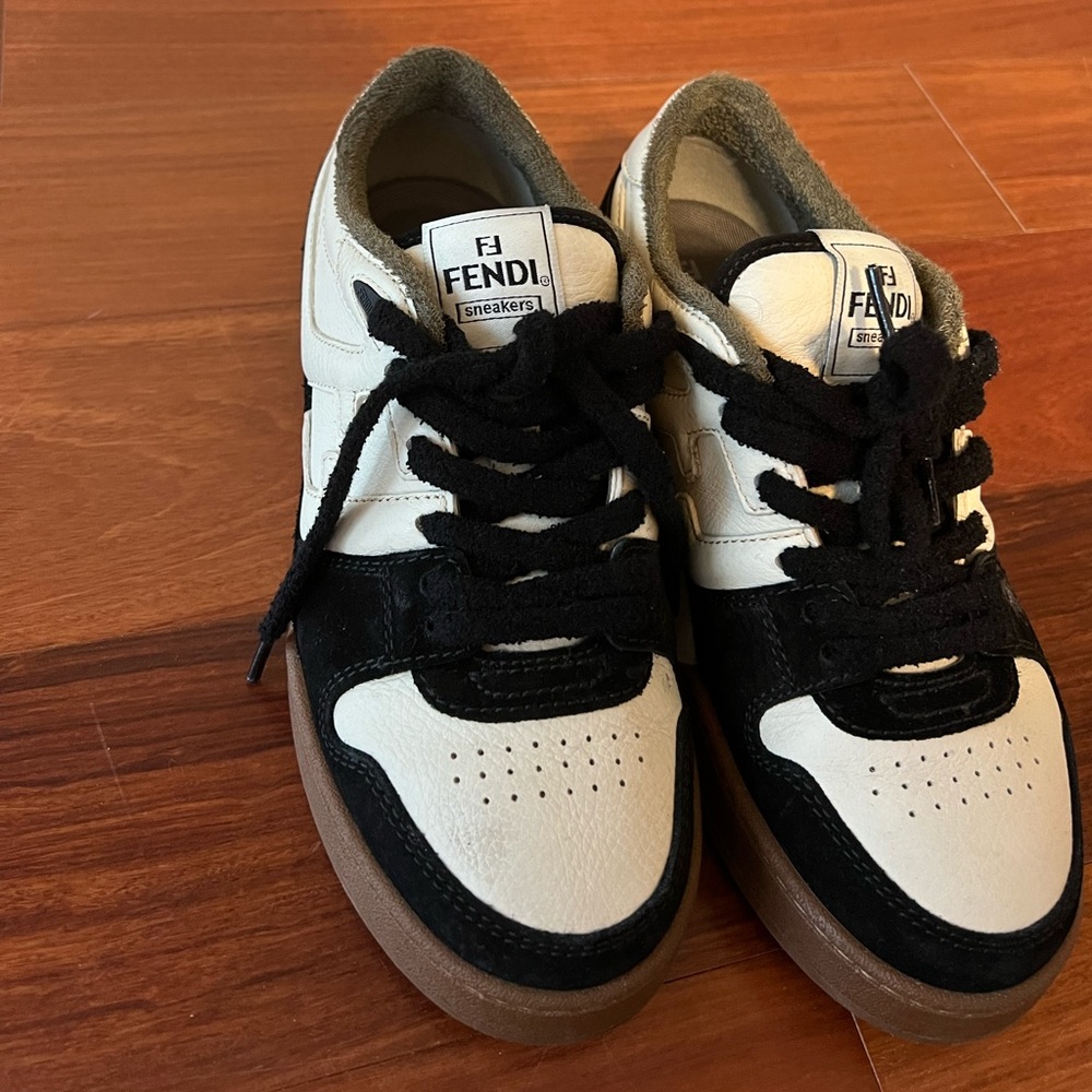 Fendi low top black suede sneakers
